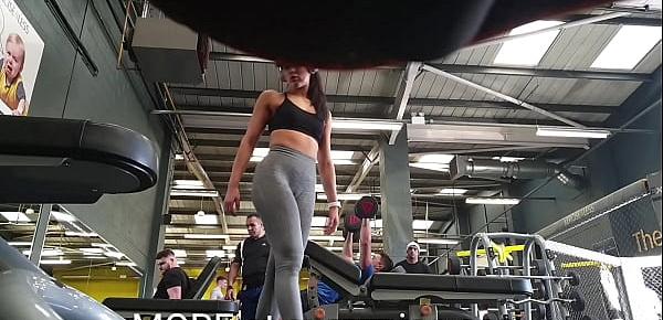  Fit brunette teen working out in the gym with a great ass and camel toe filmed spy cam style. From gymspies.com